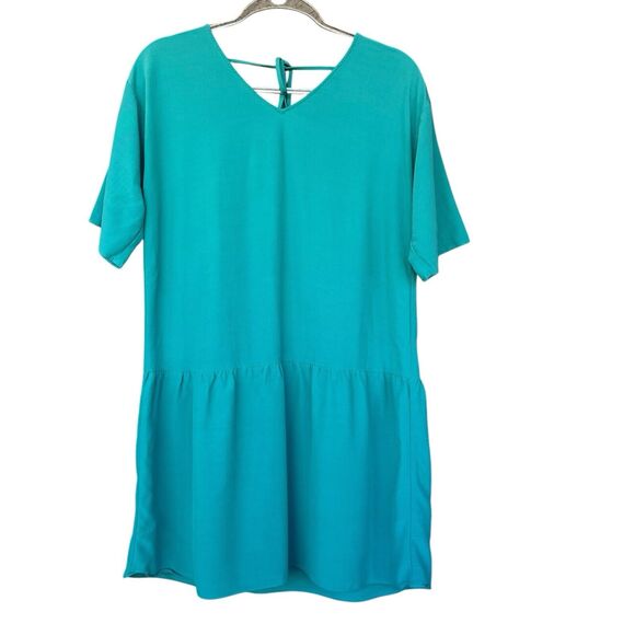Eileen Fisher Womens Drop Waist Dress Petite Small Casual Turquoise Flowy - Picture 1 of 8